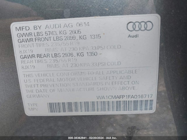 WA1CMAFP1FA016717 Audi Q5 3.0 Tdi Premium Plus