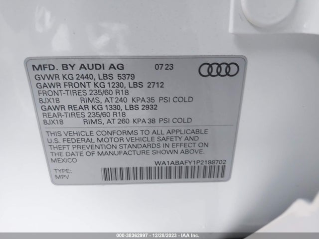 WA1ABAFY1P2188702 Audi Q5 Premium 40 Tfsi Quattro S Tronic