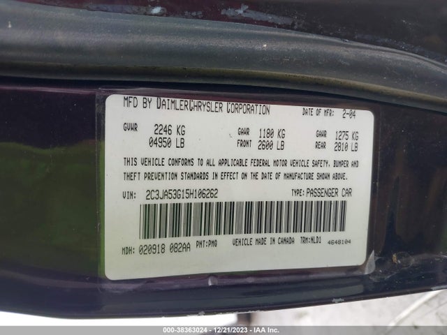 38363024 :رقم المزاد ، 2C3JA53G15H106262 vin ، 2005 Chrysler 300 Touring مزاد بيع