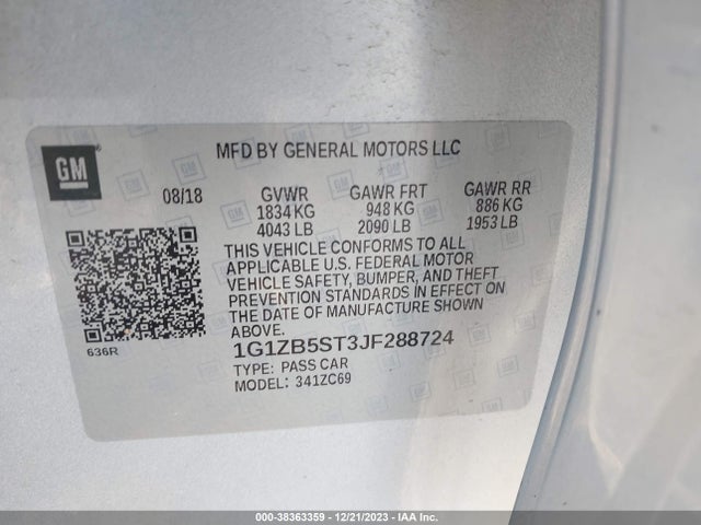 Chevrolet Malibu 1ls 2018 1G1ZB5ST3JF288724 Image 9