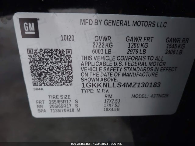GMC Acadia Awd At4 2021 1GKKNLLS4MZ130183 Image 9