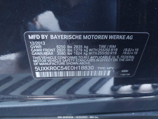 BMW X5 Xdrive35i 2014 5UXKR0C54E0H18830 Image 9