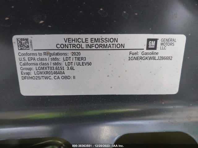 Chevrolet Traverse Fwd Lt Cloth 2020 1GNERGKW8LJ286692 Image 9