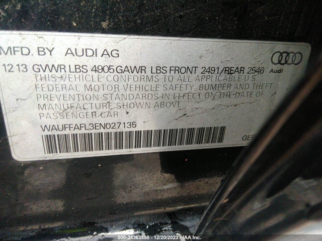 WAUFFAFL3EN027135 Audi A4 2.0t Premium