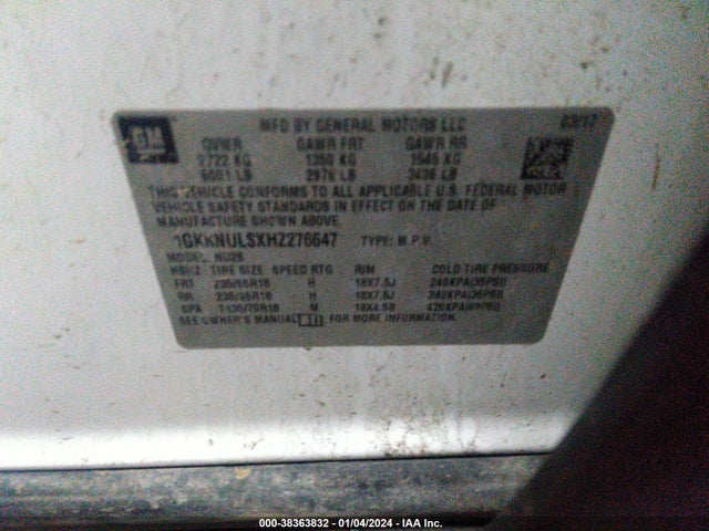 GMC Acadia Slt-1 2017 1GKKNULSXHZ276647 Image 9