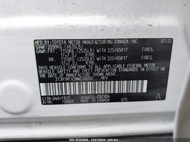 Toyota RAV4 LE 2022 2T3H1RFV5NW216050 Image 9
