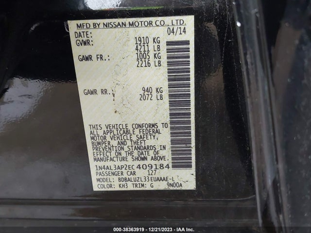 Nissan Altima 2.5 Sv 2014 1N4AL3AP2EC409184 Image 9