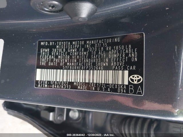 Toyota Corolla S Plus 2015 5YFBURHE8FP352646 Image 9