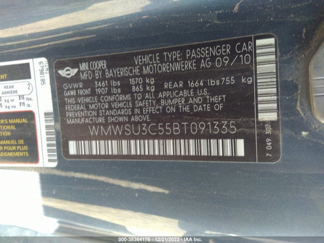 2011 MINI COOPER WMWSU3C55BT091335 Photo 8