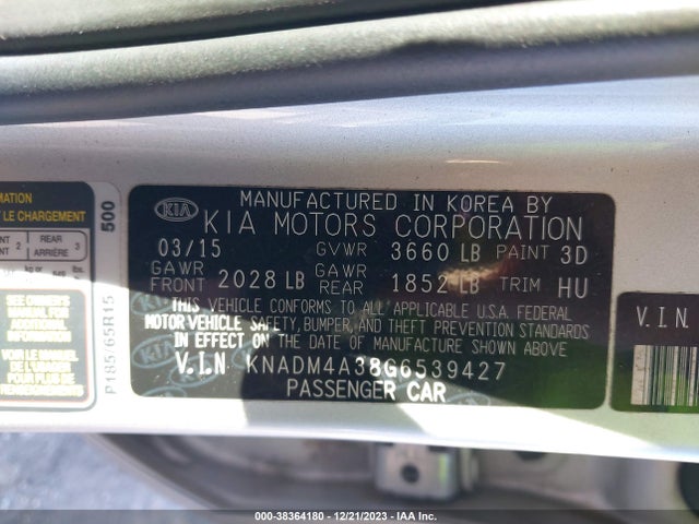 2016 KIA RIO LX VIN: KNADM4A38G6539427