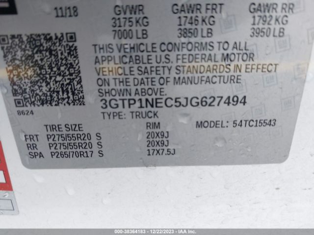 3GTP1NEC5JG627494 GMC Sierra 1500 Slt