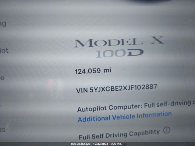 5YJXCBE2XJF102887 Tesla Model X 100d/75d/p100d