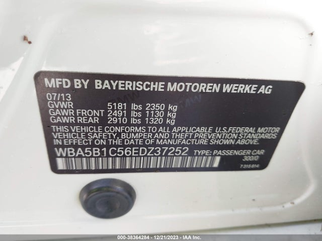 BMW 535i 2014 WBA5B1C56EDZ37252 Image 9