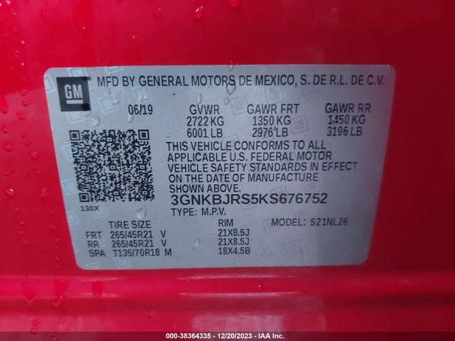 Chevrolet BLAZER RS 2019 3GNKBJRS5KS676752 Image 9