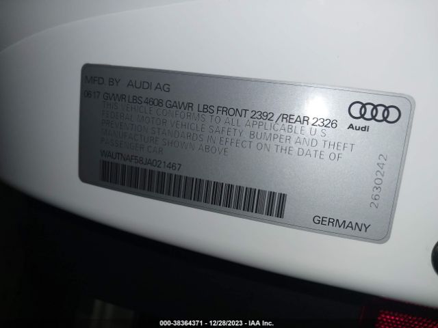 WAUTNAF58JA021467 Audi A5 2.0t Premium