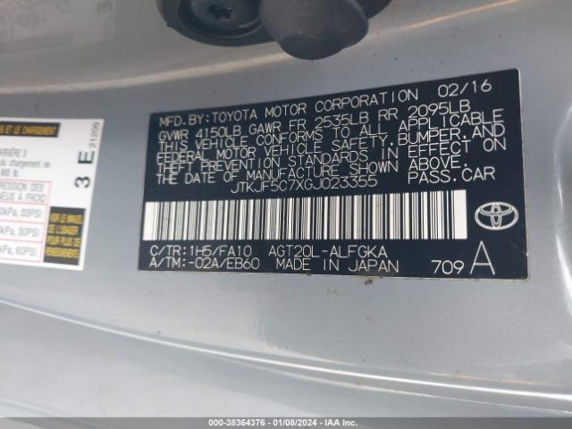 JTKJF5C7XGJ023355 Scion TC