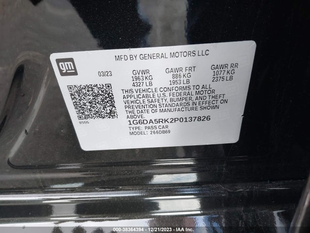 1G6DA5RK2P0137826 Cadillac Ct4 Luxury
