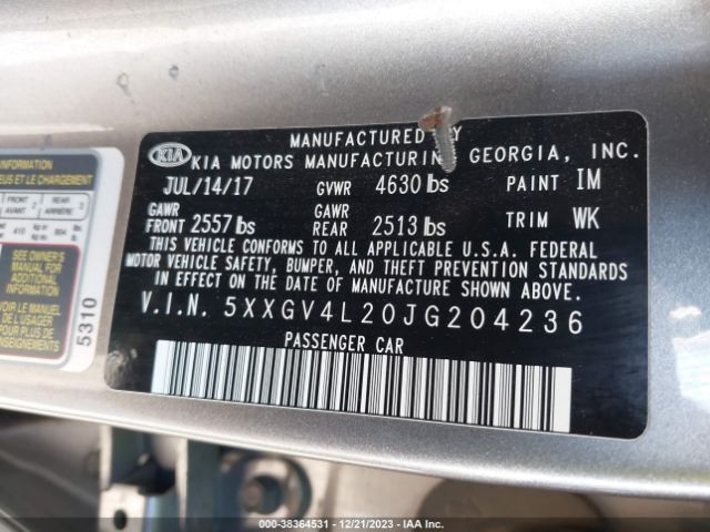 5XXGV4L20JG204236 KIA Optima Sx Turbo