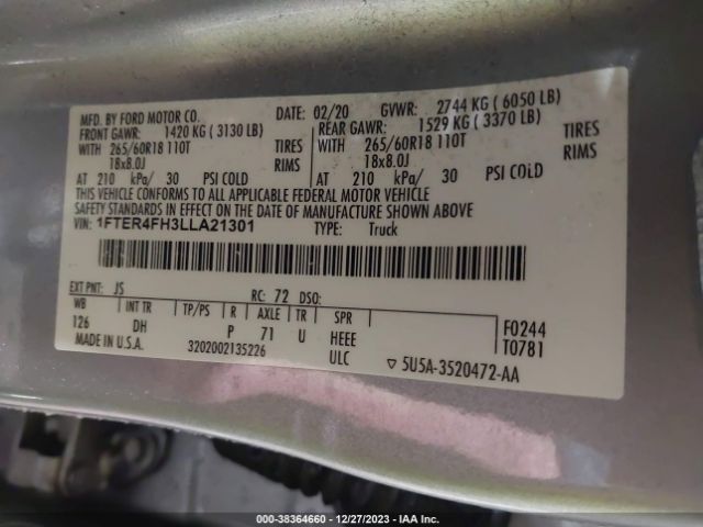 1FTER4FH3LLA21301 Ford Ranger Lariat
