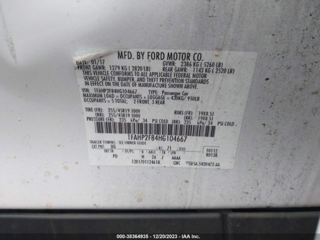 1FAHP2F84HG104667 Ford Taurus Limited