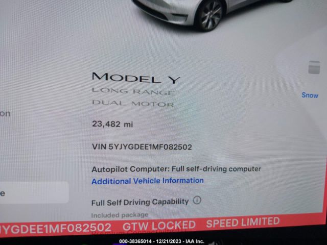2021 TESLA MODEL Y 5YJYGDEE1MF082502 Photo 6