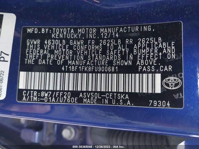Toyota CAMRY SE 2015 4T1BF1FK8FU900681 Image 9