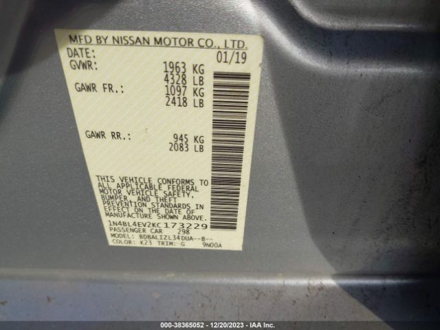 1N4BL4EV2KC173229 Nissan Altima 2.5 Sl