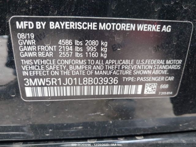 3MW5R1J01L8B03936 BMW 3 Series 330i