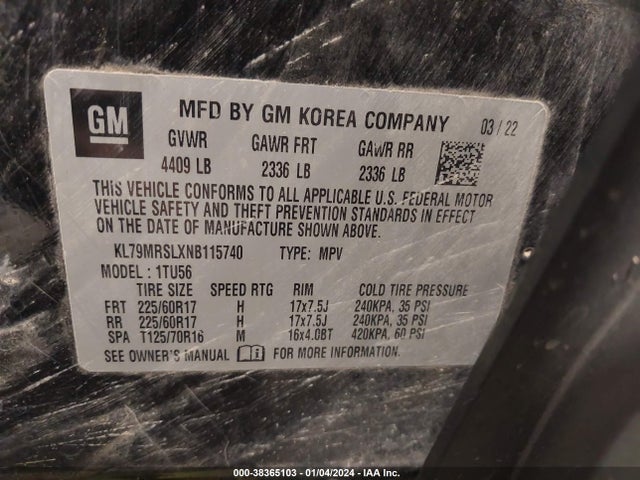 Chevrolet Trailblazer Awd Lt 2022 KL79MRSLXNB115740 Image 9