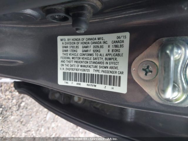 2HGFB2F80FH536725 Honda CIVIC EX