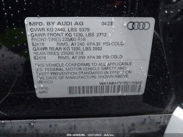 WA1ABAFY1P2135546 Audi Q5 Premium 40 Tfsi Quattro S Tronic