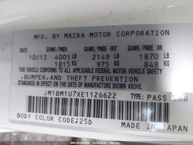 JM1BM1U7XE1126622 Mazda pe