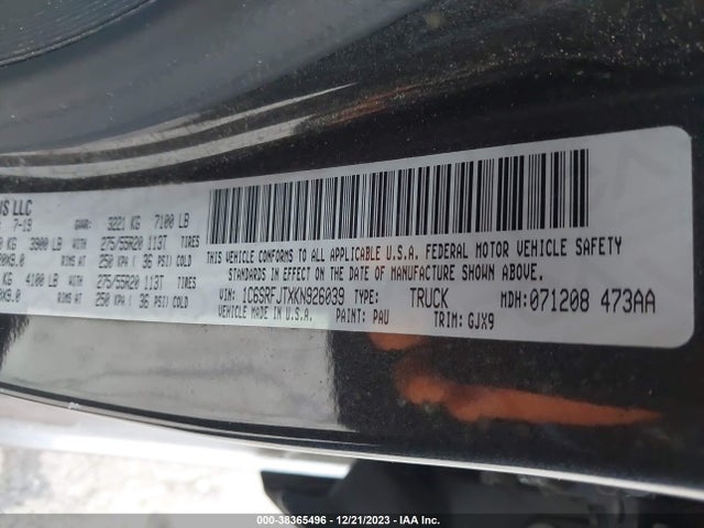 RAM 1500 Laramie  4x4 5'7 Box 2019 1C6SRFJTXKN926039 Image 9