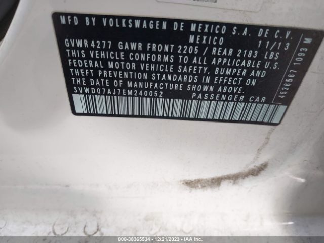 3VWD07AJ7EM240052 Volkswagen Jetta 1.8t Se