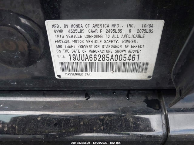 2005 ACURA TL VIN: 19UUA66285A005461