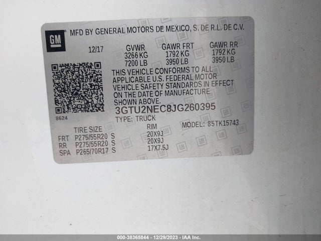 3GTU2NEC8JG260395 GMC Sierra 1500 Slt