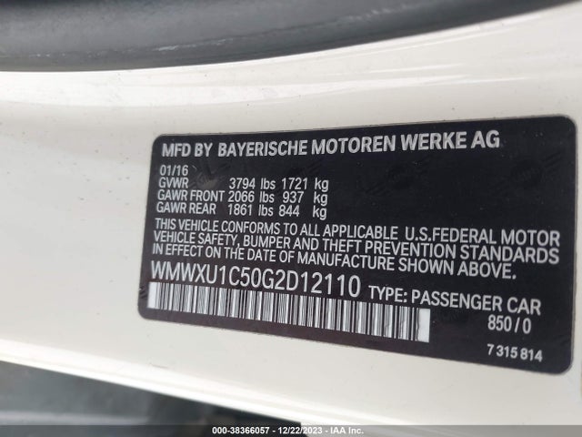 2016 MINI HARDTOP WMWXU1C50G2D12110 Photo 8