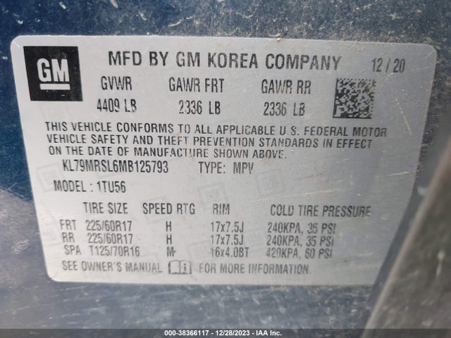 Chevrolet Trailblazer Lt 2021 KL79MRSL6MB125793 Image 9