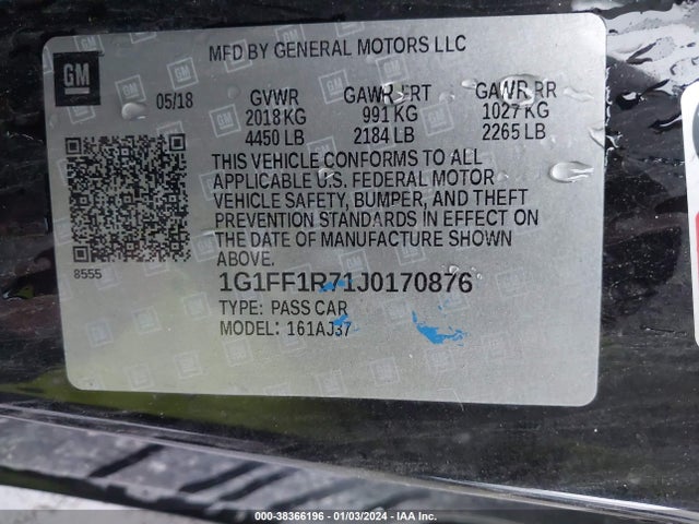 Chevrolet Camaro 1ss 2018 1G1FF1R71J0170876 Image 9