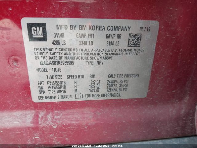 KL4CJASB2KB955995 Buick Encore Fwd Preferred
