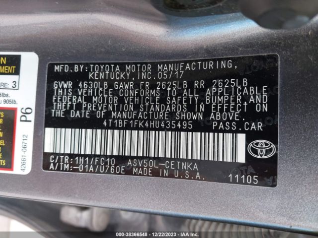 4T1BF1FK4HU435495 Toyota CAMRY LE