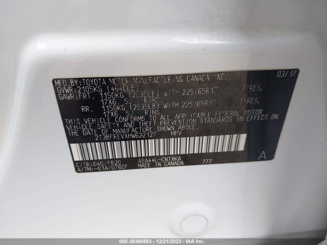 Toyota RAV4 LE 2017 2T3BFREVXHW622127 Image 9