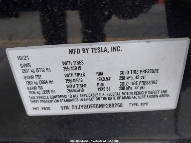 5YJYGDEE8MF288268 Tesla Model Y Long Range Dual Motor All-wheel Drive