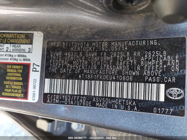 Toyota CAMRY SE 2014 4T1BF1FK0EU410606 Image 9