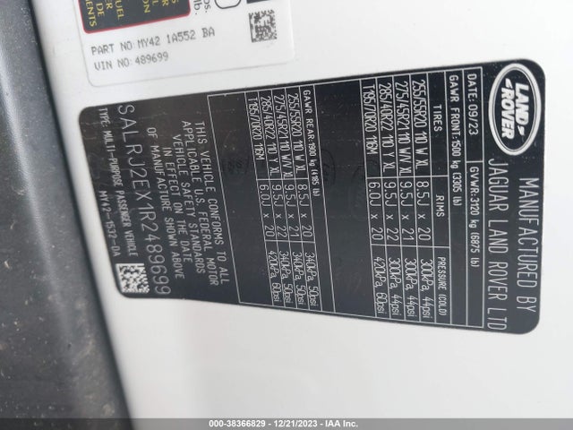2024 LAND ROVER DISCOVERY P300 S VIN: SALRJ2EX1R2489699