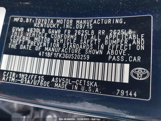 Toyota CAMRY SE 2016 4T1BF1FK3GU520259 Image 9