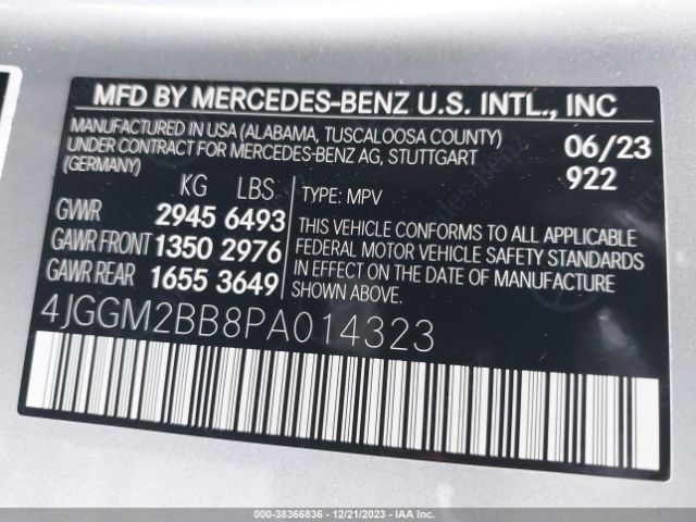 4JGGM2BB8PA014323 Mercedes-Benz Eqe 350+ Suv