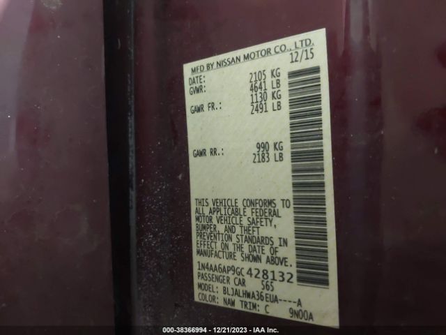 1N4AA6AP9GC428132 Nissan Maxima 3.5 Platinum
