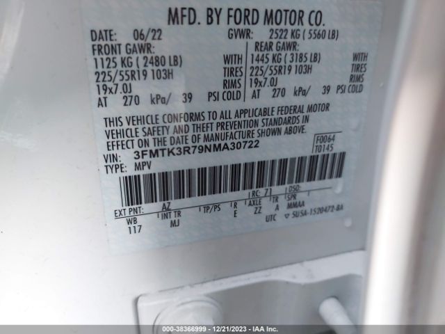 3FMTK3R79NMA30722 Ford Mustang Mach-e Premium