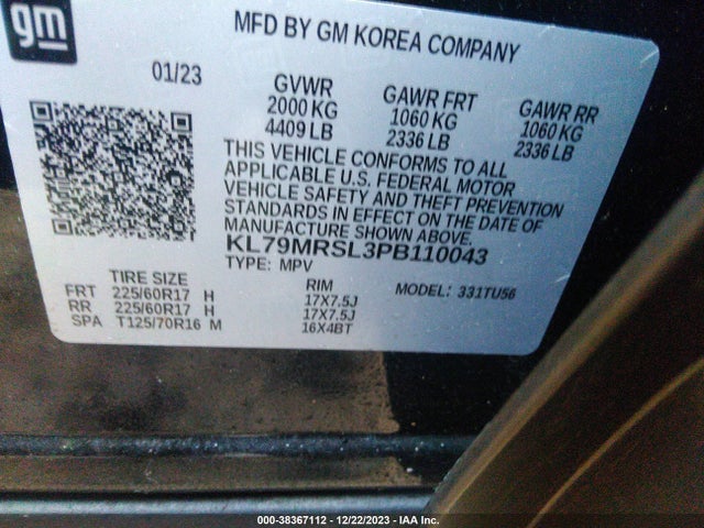 Chevrolet Trailblazer Awd Lt 2023 KL79MRSL3PB110043 Image 9